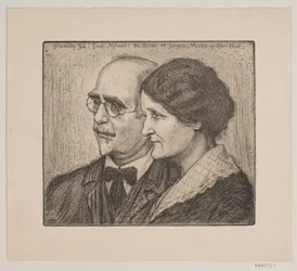 Autoportrait avec épouse. Carte de Noël et du Nouvel An