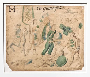 Codex Lienzo de Tlaxcala / Combat entre guerriers (manuscrit)