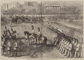 La revue des volontaires à Hyde Park, les volontaires défilant devant Sa Majesté