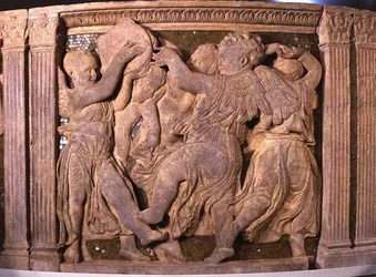 Panneau post-restauration n°III du pupitre extérieur de la cathédrale de Prato