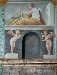 La Sala delle Prospettive, salle de la Perspective, détail d