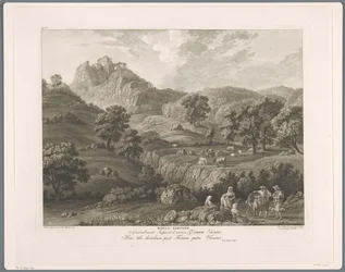 Vue sur Roccagiovine (Suite de VI vues des Environs de Rome)