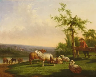 Paysage pastoral avec un troupeau