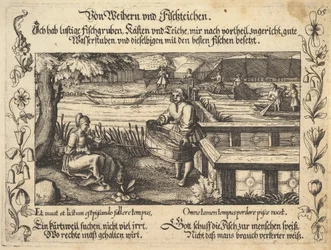 Von Weihern und Fischteichen, illustration de Pétrarque, Gluck und Ungluck Spiegel, figur..., 1652