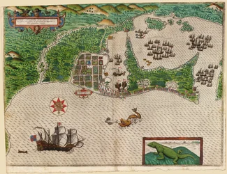 Cartegena, de Drakes West Indian Voyage 1585 - 86, pub. 1589
