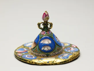 Bol avec couvercle, soucoupe et cuillère avec décoration astrologique, début du 19ème siècle