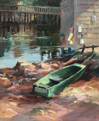 Boathouse 2 Maine, vers 1980-95 (huile sur toile)
