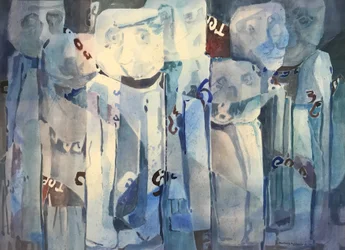 Visages, vers 1980-90 (aquarelle sur papier)