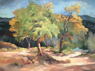 Automne sur le Rio Grande Beto Junction, 2001 (huile sur toile)