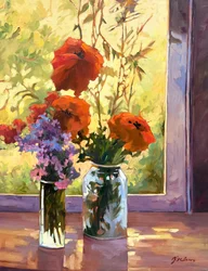 Nature morte florale Coquelicots, c.1980-2000 (huile sur toile)
