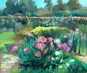 Pivoines de jardin, vers 1990-2000 (huile sur toile)