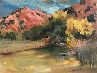 Terre de pâturage Chimayo, vers 1980-95 (huile sur toile)