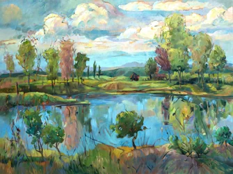 La piscine, vers 1990-2005 (huile sur toile)