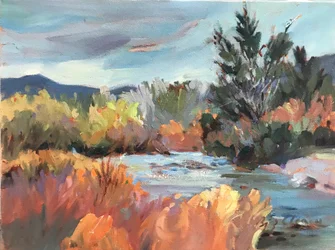 Paysage sans titre du Nouveau Mexique, vers 1980-2000 (huile sur toile)