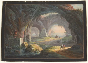Un paysage imaginaire avec des ruines antiques et des figures