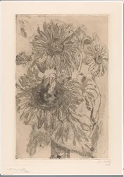 Trois tournesols dans un vase