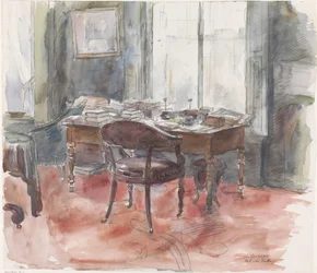 Le bureau dans le cabinet de travail de M. S. van Houten, dans la maison de la rue Riouwstraat 6, à La Haye
