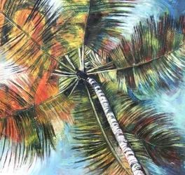 Une canopée de palmiers aux couleurs vives