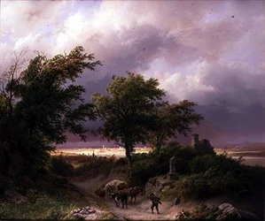 Paysage boisé avec vue lointaine de Cleve