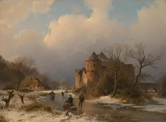 Un château dans un paysage hivernal