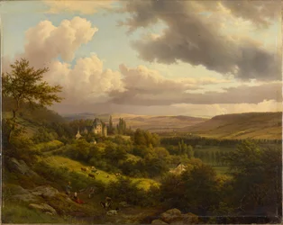 Paysage luxembourgeois avec vue sur le château de Berg