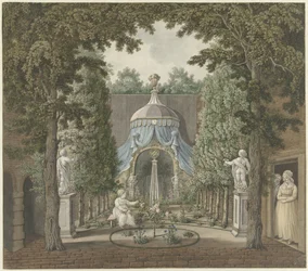 Scène de théâtre dans un jardin de ville