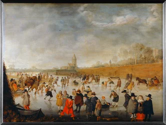 Scène de patinage à Kampen - Ice-scating at Kampen ...