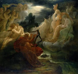 Sur la rive de la Lora, Ossian invoque un esprit avec le son de sa harpe, c.1811
