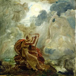 Ossian invoque les esprits avec sa harpe sur les rives de la rivière de Lora, c.1811
