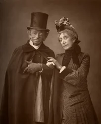 Acteurs américains James Lewis et Ann Gilbert dans A Night Off, 1886