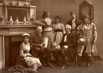 La compagnie de vaudeville dans La Route de la Ruine, au Vaudeville Theatre, Londres, 1886