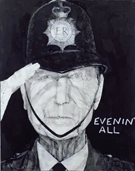 Portrait de Jack Warner en Dixon of Dock Green, illustration pour The Listener, 1970s
