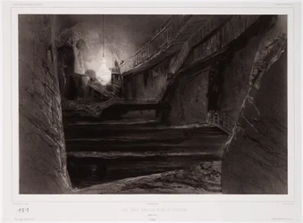 Vue prise dans les mines de Wieliczka, Pologne, 20 mars 1840, gravée par Sabatier