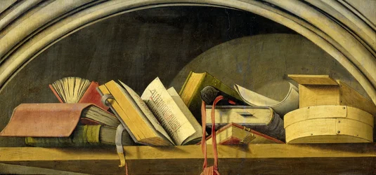 Nature morte avec des livres dans une niche, 1442-45
