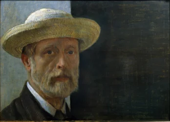 Autoportrait de Barthélemy Menn avec un chapeau de paille