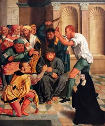 Allemand : Dornenkrönung Christi mit kniender Benediktinerin als Stifterin Christ couronné d