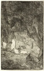 Grotte et moines, des Ruines de Rome