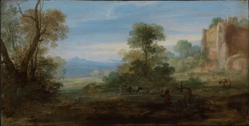Paysage italien avec des ruines antiques