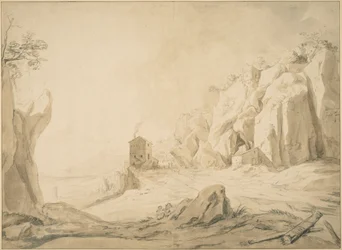 Paysage avec une route au pied de falaises près de Bracciano
