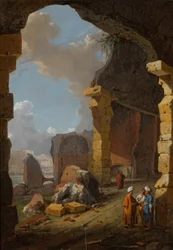 Ruines romaines avec personnages enturbannés