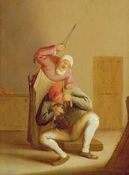 Une femme battant son mari