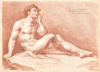 Nu masculin assis, vu de côté (1er prix 1788)