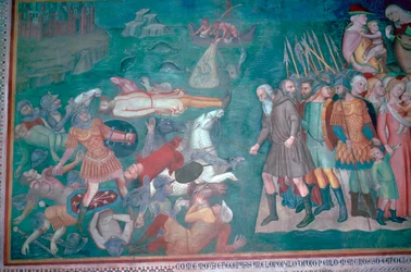 Fresque des Israélites traversant la mer Rouge, 14ème siècle