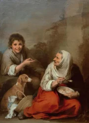 Vieille femme moquée par un garçon
