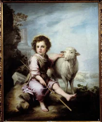 Le Bon Pasteur. Peinture par Bartolomé Murillo (1618-1682) XVIIe siècle. Madrid, Musée du Prado