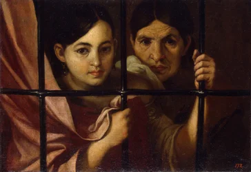 Deux femmes derrière une grille, 1645