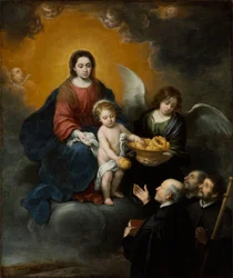 Le Christ enfant distribue du pain aux pèlerins