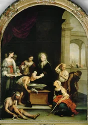 Sainte Elisabeth de Hongrie guérissant les lépreux (peinture sur toile)