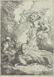 Naissance du Christ avec des anges