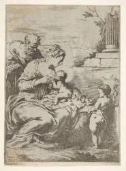 La Sainte Famille avec le petit Saint Jean-Baptiste à droite